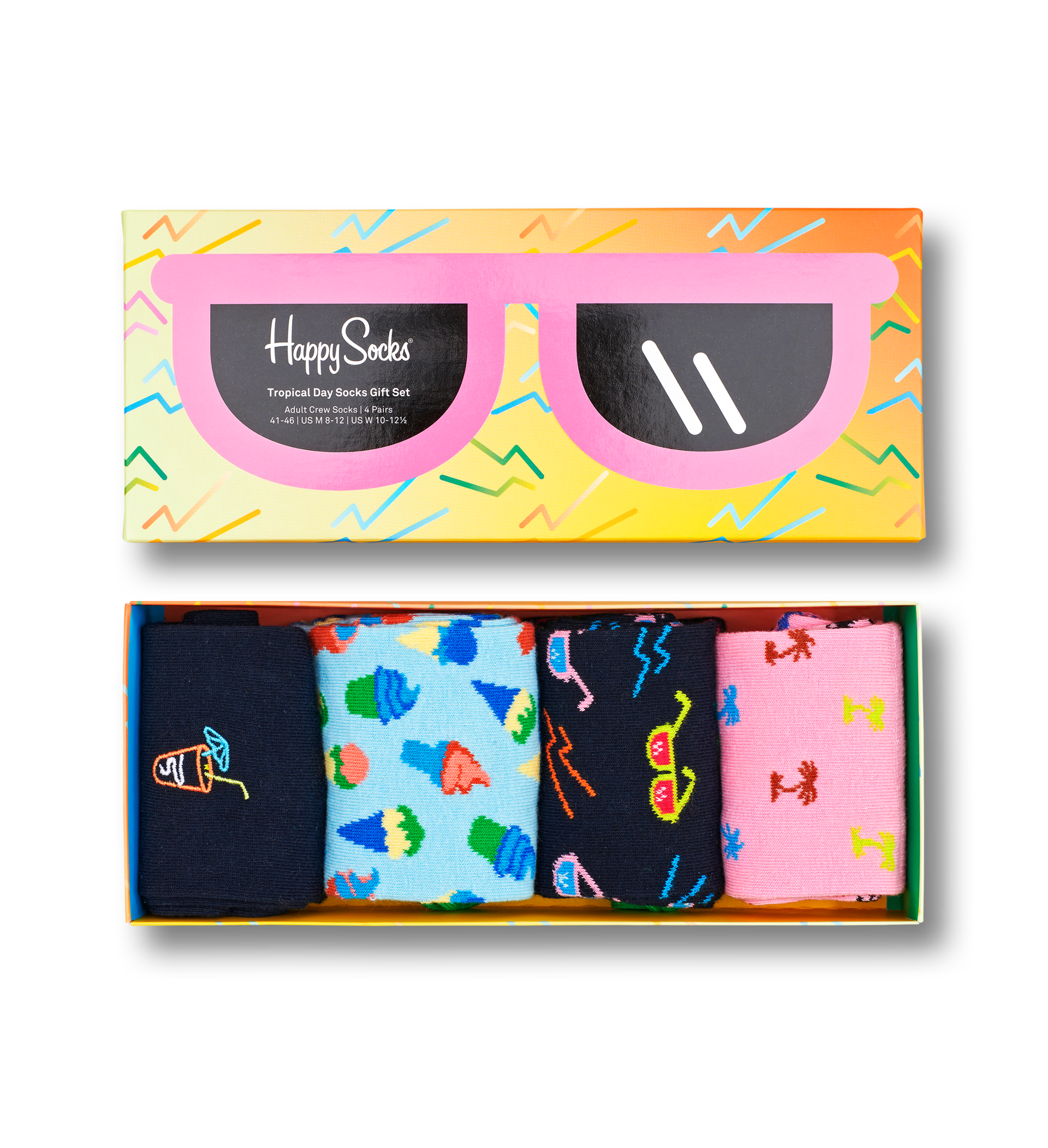Mens HS by Happy Socks 4-pack Patterned Crew Socks in Gift Box 